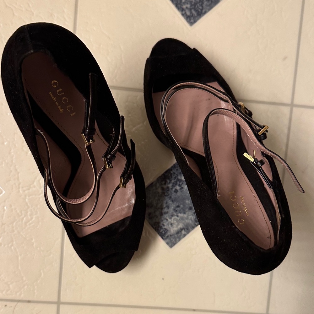 Gucci Black Peep-Toe Heels